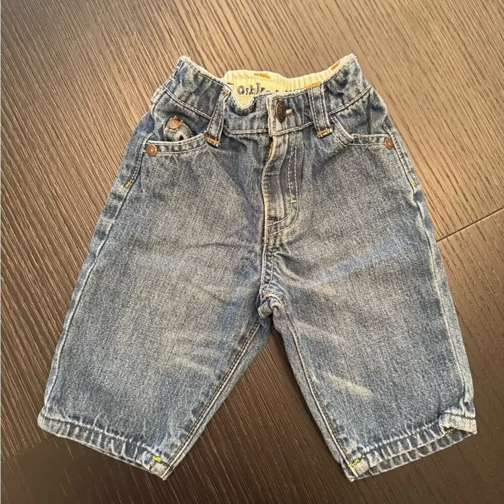 Vintage OshKosh B'gosh Baby Blue Jeans Denim Size 6 Months Elastic Waist